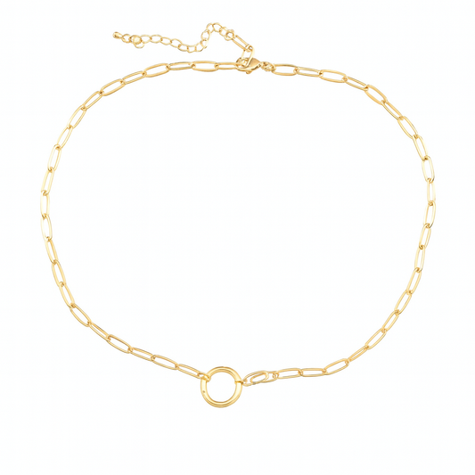 Paperclip Chain Necklace with Circle Clasp