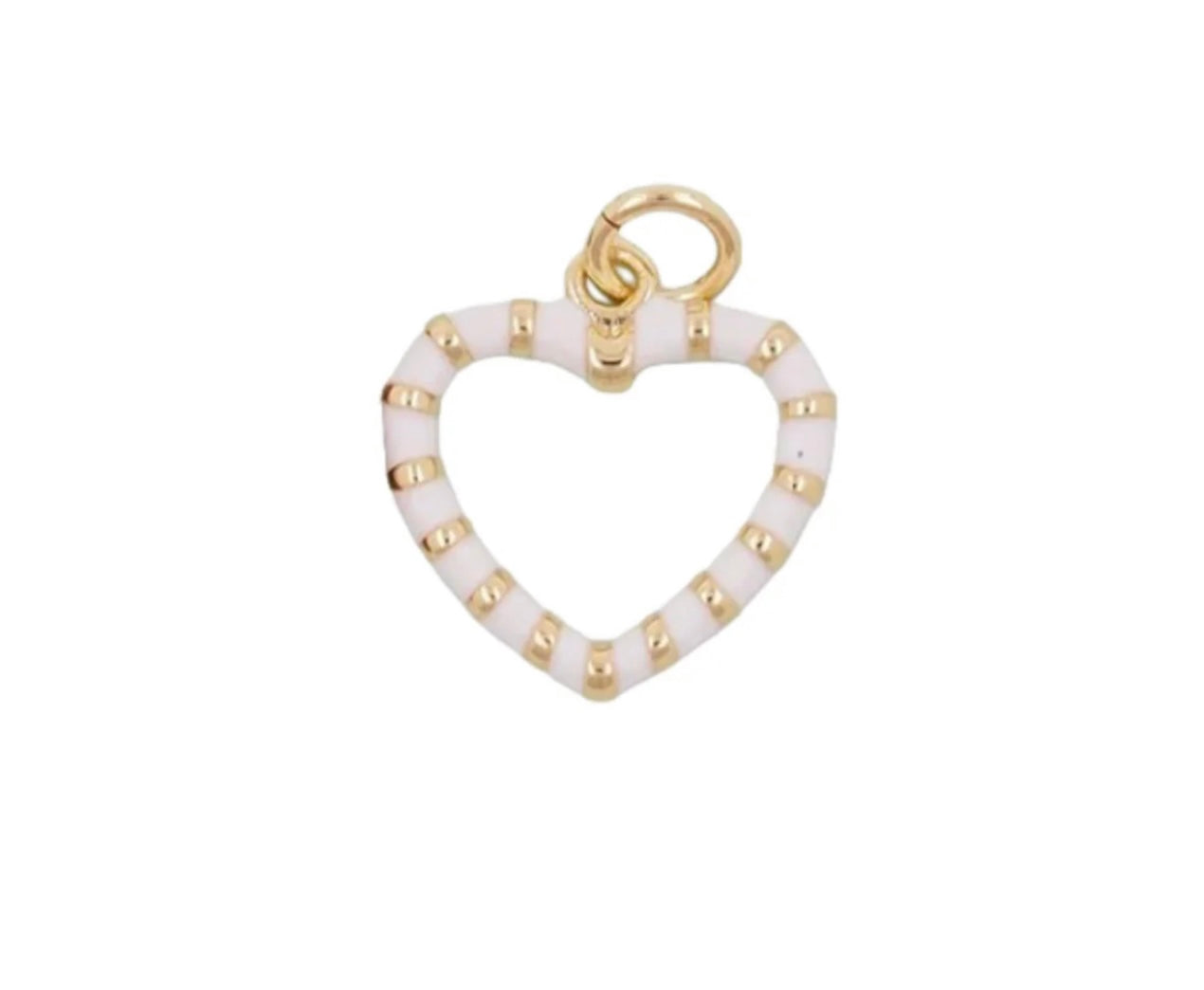White and Gold Heart Charm