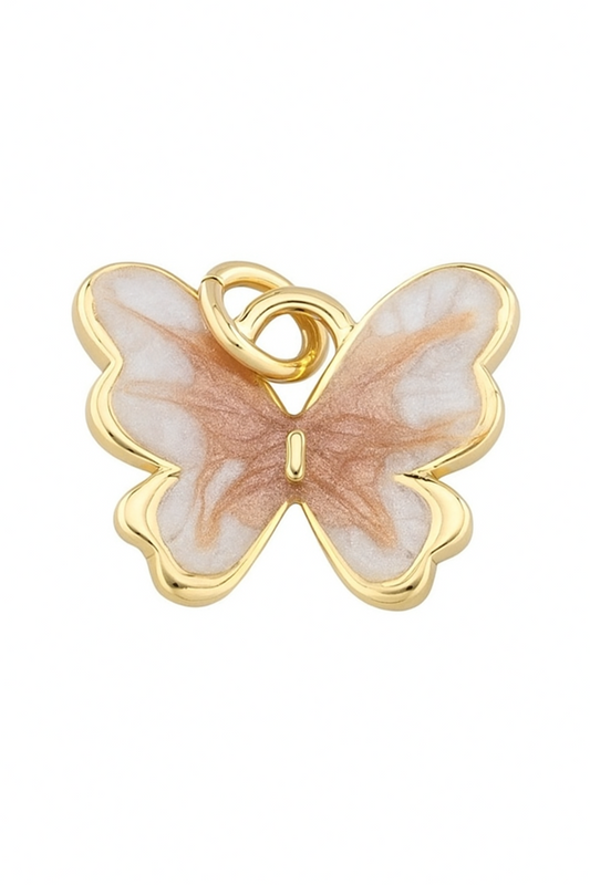 Pink & White Butterfly Charm