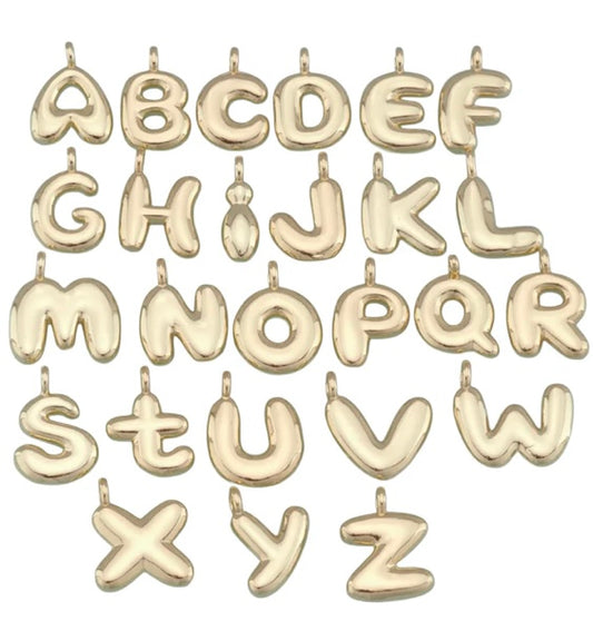 Gold Bubble Letter Charms
