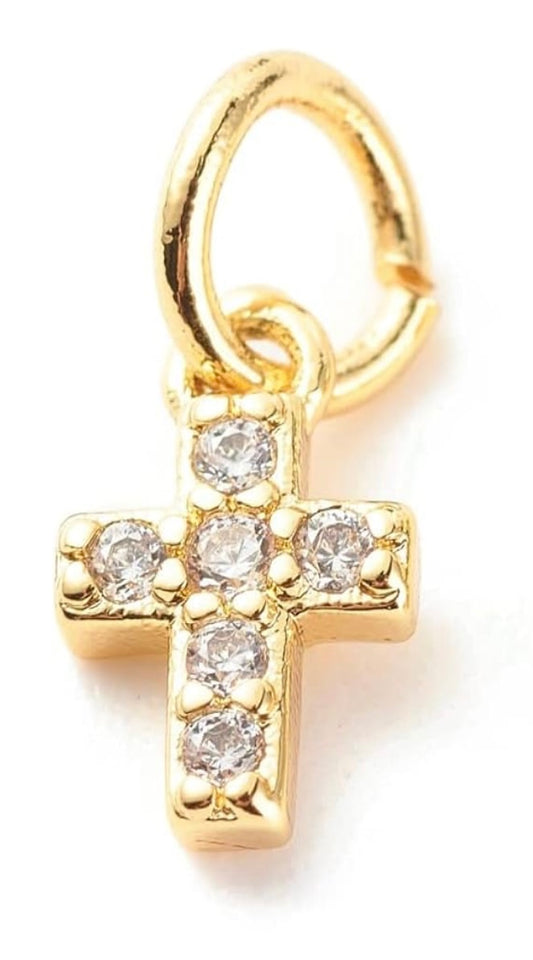 Tiny Jeweled Cross Charm