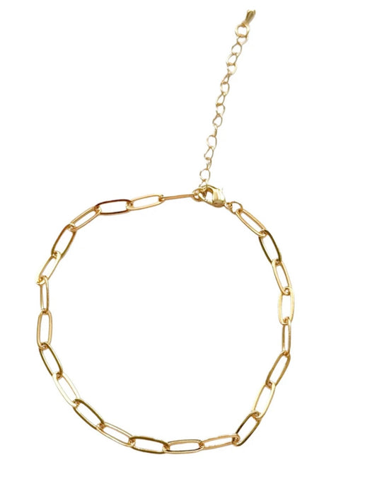 Gold Filled Dainty Paperclip Chain Bracelet