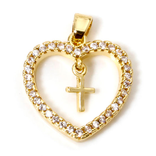 Dangle Cross Heart Charm